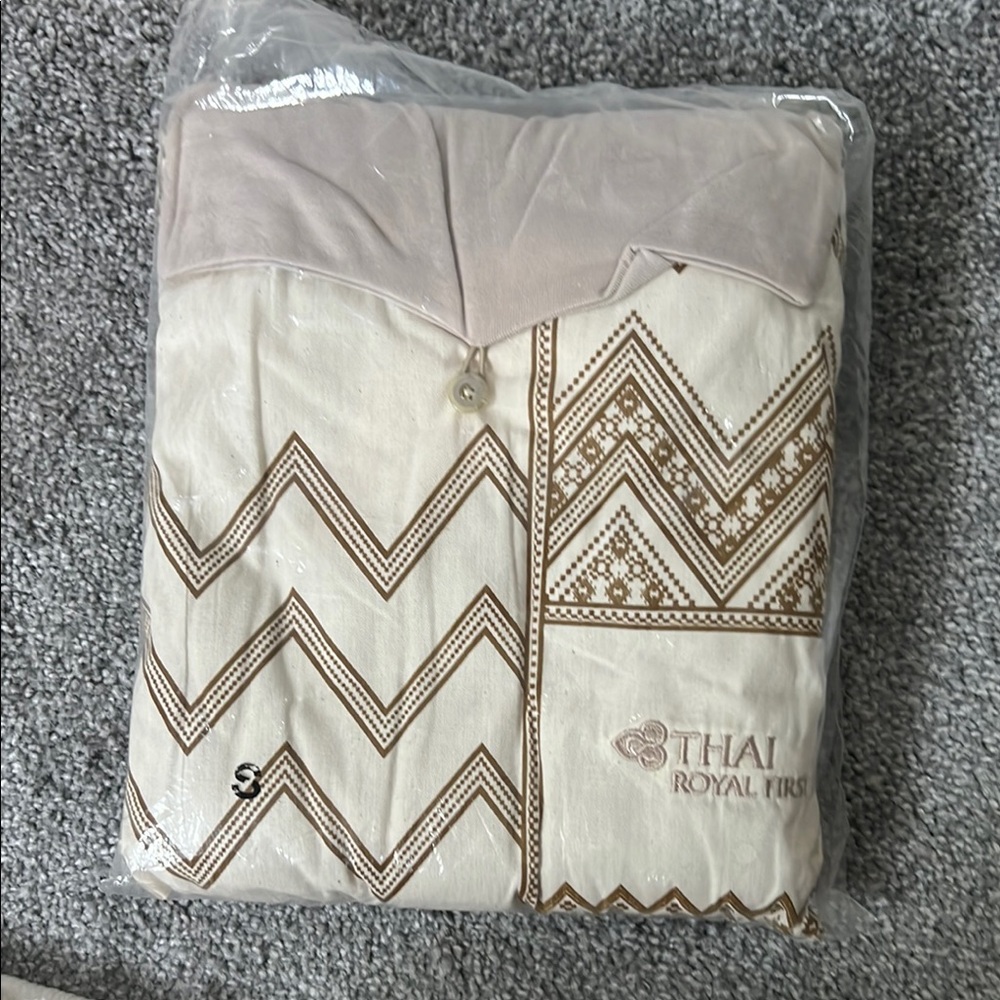 Thai Royal First Airlines Beige and Brown Pajamas